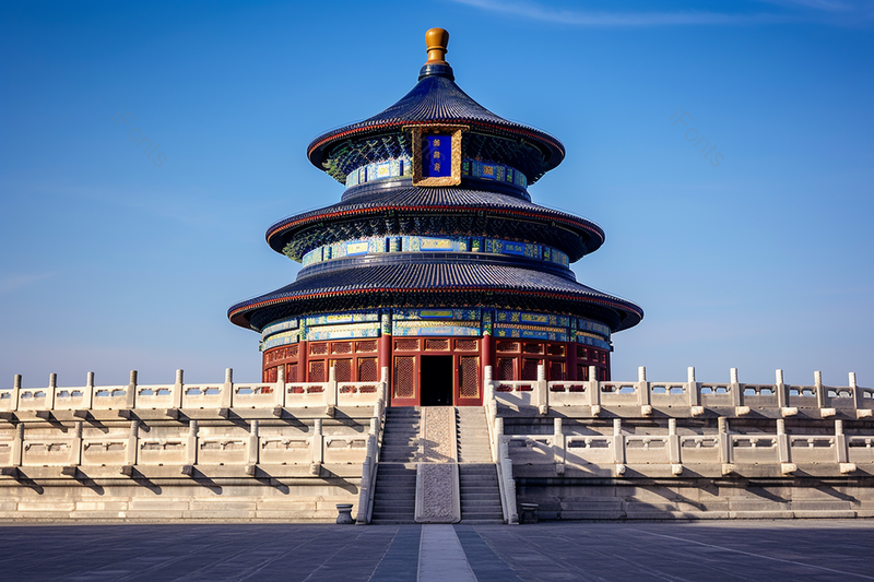 中国元素蓝天白云下北京地标古建筑天坛风景摄影图,高清,摄影图,摄影图片,图片大全,摄影图免费下载